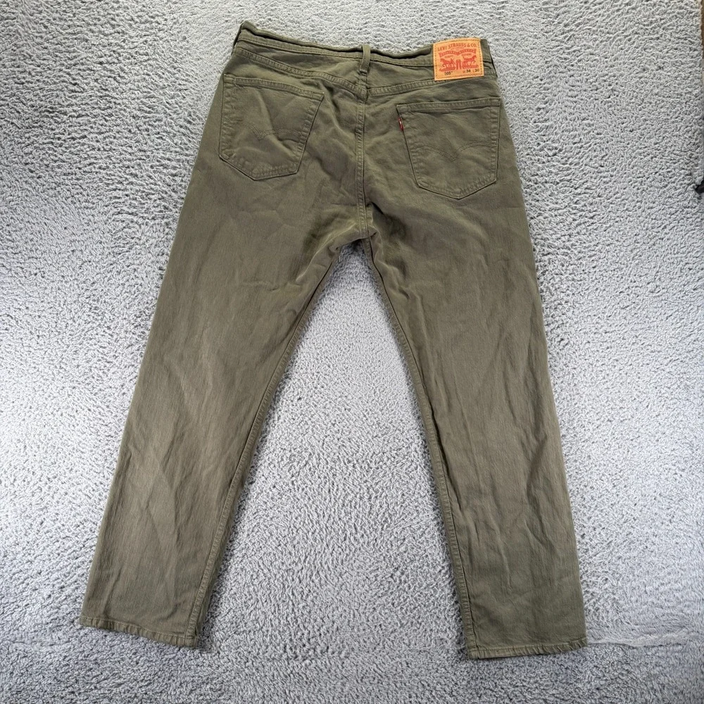 Levi's 505 Jeans Mens 34x30 Green Cotton Denim Straight Workwear Travel Stretch